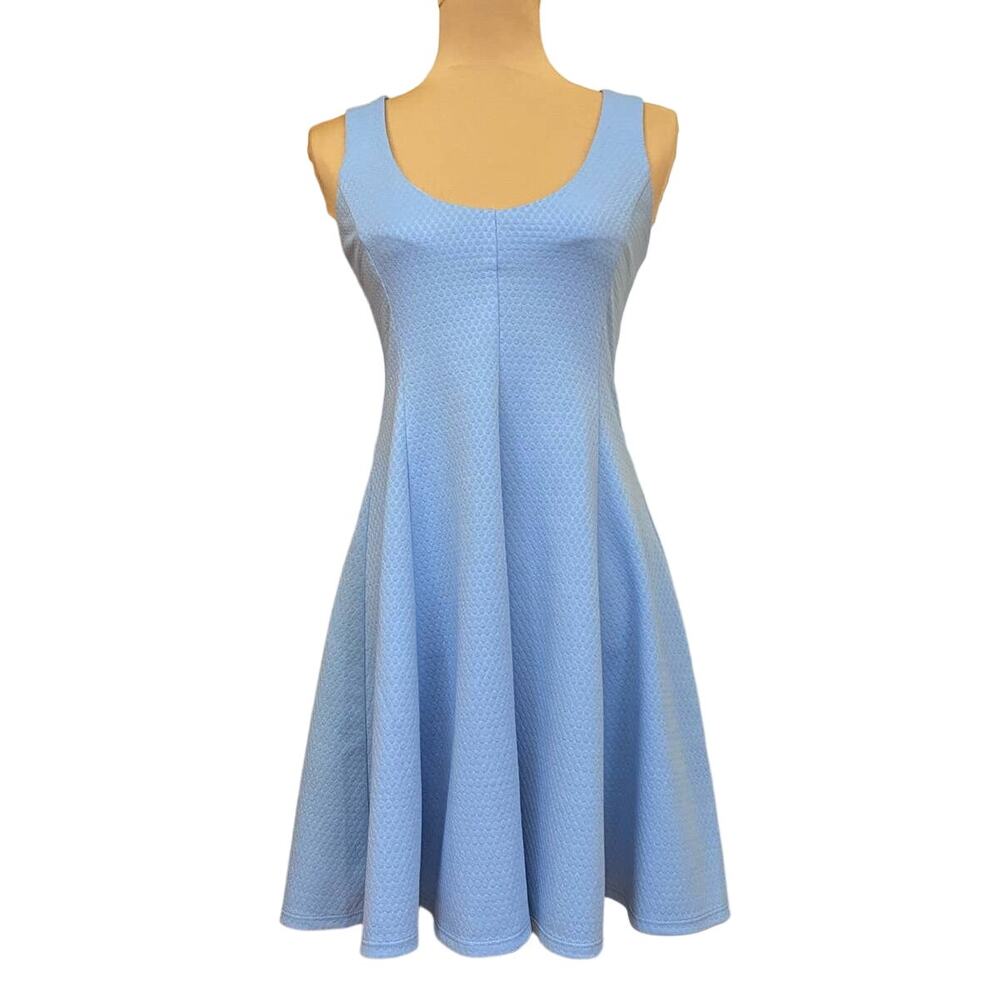 Hutch Pattern Fit Flare A Line Blue Dress Size S